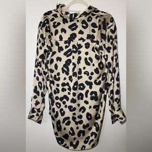 ZARA Satin Animal Print Blouse XS